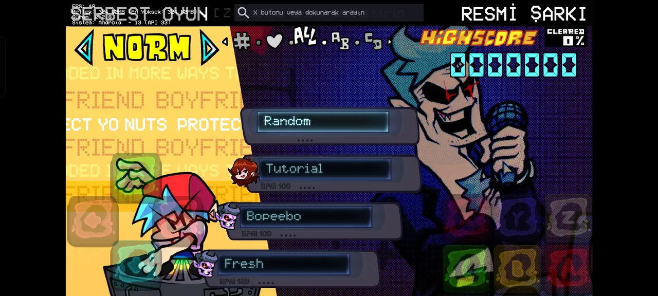 Further Engine freeplay song selection screen